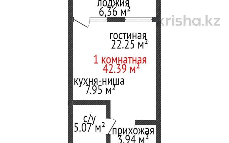 1-комнатная квартира · 42.3 м² · 13/19 этаж, Толстого 32 за ~ 22.5 млн ₸ в Костанае — фото 2