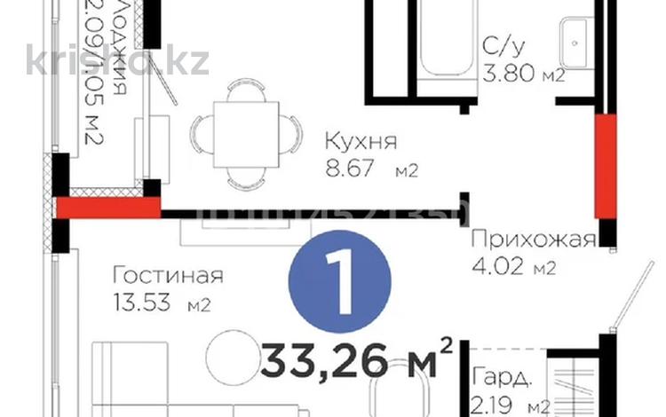 1-комнатная квартира · 33.26 м² · 2 этаж, Е 908 23 за 19.4 млн ₸ в Астане, Нура р-н — фото 3