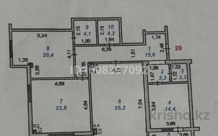 3-комнатная квартира · 124.7 м² · 7/12 этаж, мкр Нурсат, Байтерекова 85 за 60 млн ₸ в Шымкенте, Каратауский р-н — фото 2