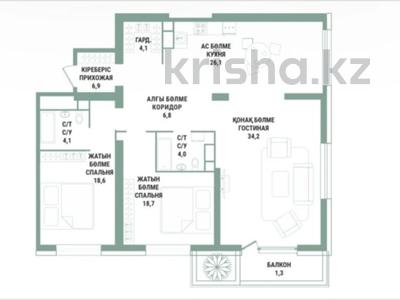 3-комнатная квартира · 125 м² · 19 этаж, Аль-Фараби 41 — БЕЗ КОМИССИИ за ~ 118.4 млн ₸ в Алматы, Бостандыкский р-н