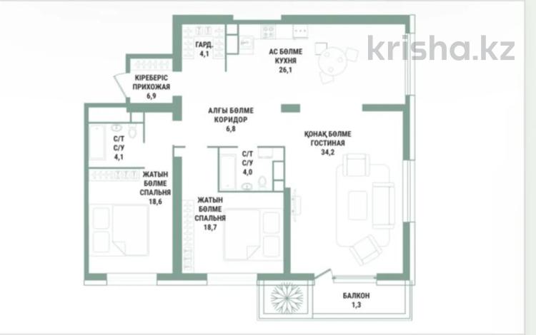 3-комнатная квартира · 125 м² · 19 этаж, Аль-Фараби 41 — БЕЗ КОМИССИИ за ~ 118.4 млн ₸ в Алматы, Бостандыкский р-н — фото 2