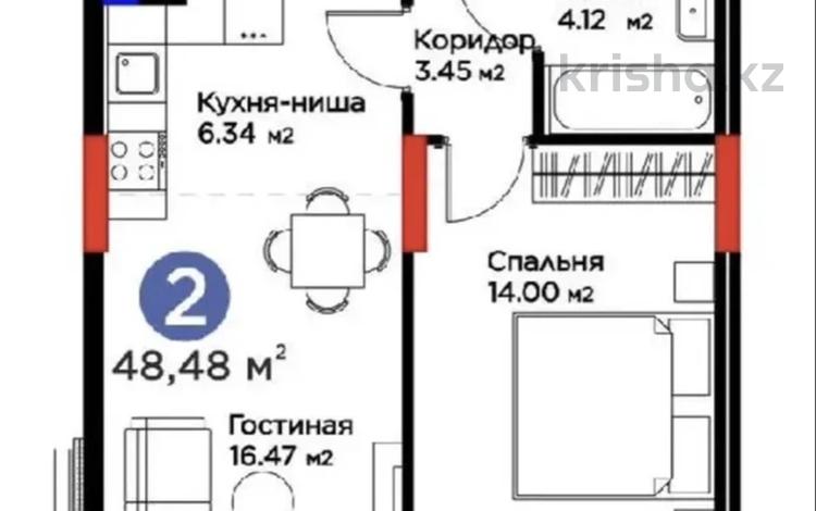 2-комнатная квартира · 48.5 м² · 14/14 этаж, Е 915 15 за 25 млн ₸ в Астане, Есильский р-н — фото 2