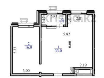 2-комнатная квартира · 50.7 м² · 7/9 этаж, Райымбека 241 за 37.5 млн ₸ в Алматы, Жетысуский р-н