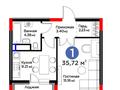 1-комнатная квартира · 36 м² · 8/9 этаж, Е 117 55 за 23.9 млн 〒 в Астане