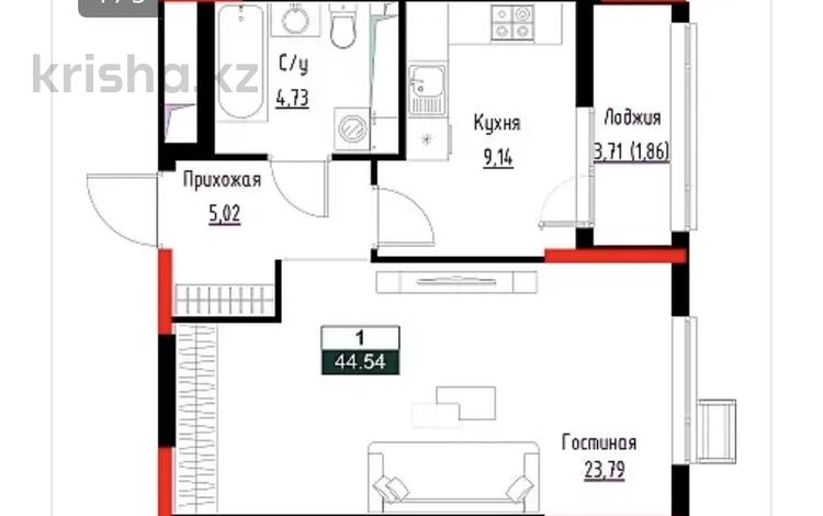 1-бөлмелі пәтер · 44.55 м², Е-882 13в, бағасы: ~ 23.9 млн ₸ в Астане, Сарыарка р-н — фото 2