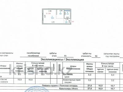 1-бөлмелі пәтер · 27.6 м² · 11/13 қабат, кошкарбаева 68, бағасы: ~ 14.7 млн ₸ в Астане, Алматы р-н
