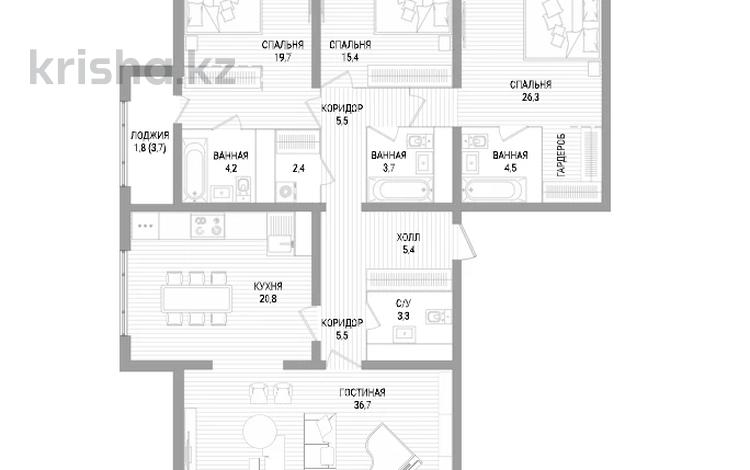 4-комнатная квартира · 156 м² · 3/9 этаж, Аль-Фараби — Горячее предложение за 309 млн ₸ в Алматы — фото 2