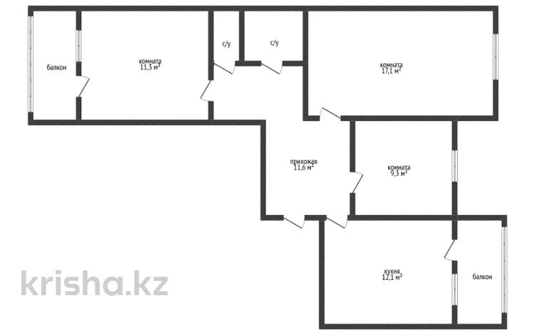 3-комнатная квартира · 67.2 м² · 5/5 этаж, 6 микрорайон 1 за 28 млн ₸ в Костанае — фото 2