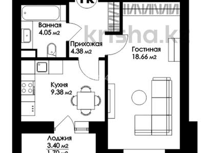 1-комнатная квартира, 39.4 м², 5/9 этаж, Е 496 3 — Кабанбай батыра за 15.8 млн 〒 в Астане, Нура р-н