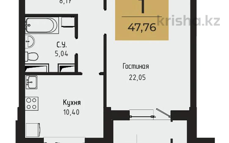 1-бөлмелі пәтер · 47.76 м² · 8/14 қабат, Чингиз Айтматов 63 — Ш.Коргалжын - Айтматова, бағасы: ~ 20.1 млн ₸ в Астане, Нура р-н — фото 2