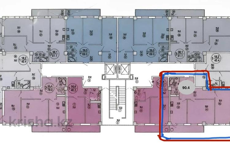 3-бөлмелі пәтер · 90.4 м² · 3/13 қабат, 17-ш/а. 115, бағасы: 37 млн ₸ в Актау, 17-й мкр — фото 53