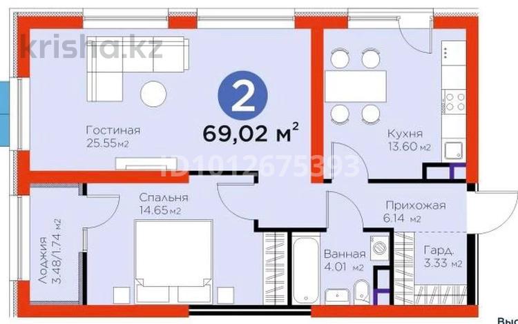 2-комнатная квартира · 69 м² · 6/6 этаж, мкр Дарабоз, Бауыржана Момышулы 11/12а за 47.5 млн ₸ в Алматы, Алатауский р-н — фото 4