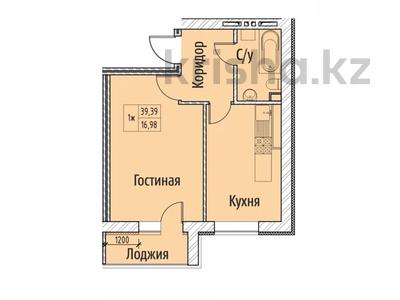 1-комнатная квартира, 39.39 м², Уральская 45А за ~ 11.4 млн 〒 в Костанае