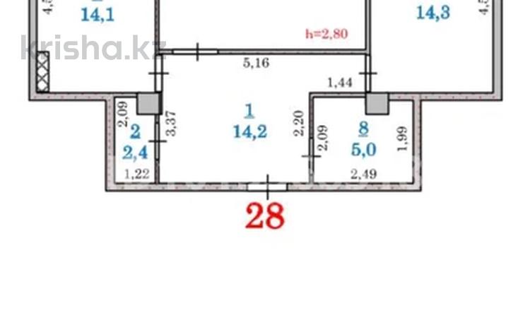 2-бөлмелі пәтер · 76 м² · 6/9 қабат, Асар-2 ш/а 1739/1 — Вдоль Алматинской трассы, бағасы: 33 млн ₸ в Шымкенте, Абайский р-н — фото 2