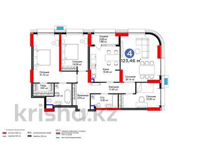 4-комнатная квартира, 124 м², 2/23 этаж, Кабанбай батыра 38 — 7% ПРИ 100 % ОПЛАТЕ за ~ 63.1 млн 〒 в Астане, Есильский р-н