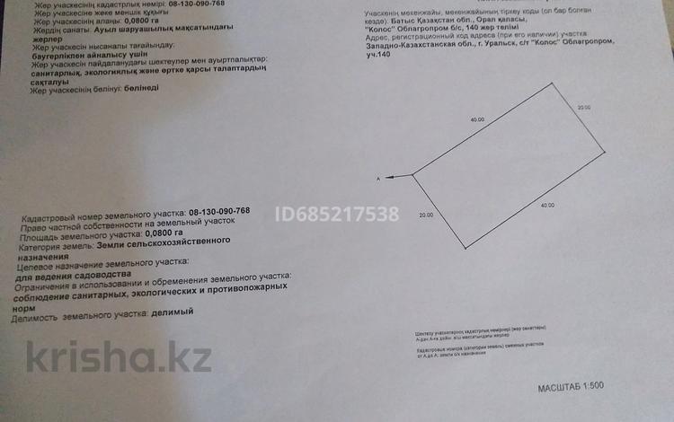 Саяжай • 1 м² • 8 сот., Вторая дача 140, бағасы: 1 млн 〒 в Уральске — фото 2