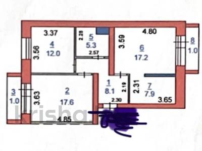3-комнатная квартира · 70.1 м² · 6/6 этаж, Баймагамбетова 3Б за 35.5 млн ₸ в Костанае