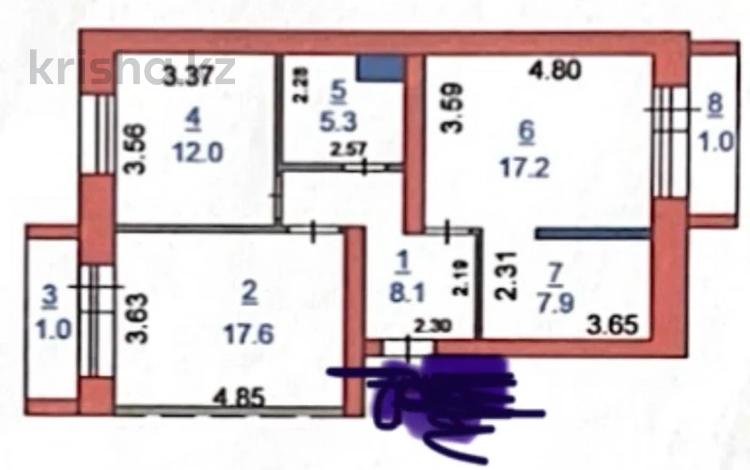 3-комнатная квартира · 70.1 м² · 6/6 этаж, Баймагамбетова 3Б за 35.5 млн ₸ в Костанае — фото 3