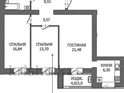 3-комнатная квартира, 80.56 м², 4/12 этаж, Айтматова за 22 млн 〒 в Астане, Есильский р-н