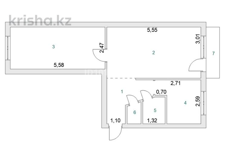 2-бөлмелі пәтер · 44.8 м² · 5/5 қабат, Бараева 10/1, бағасы: 23 млн ₸ в Астане, р-н Байконур — фото 2