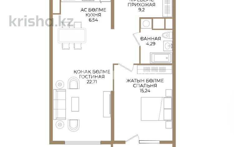 2-комнатная квартира · 60 м² · 8/9 этаж, Каныша Сатпаева — Туркебаева за 55 млн ₸ в Алматы, Бостандыкский р-н — фото 2