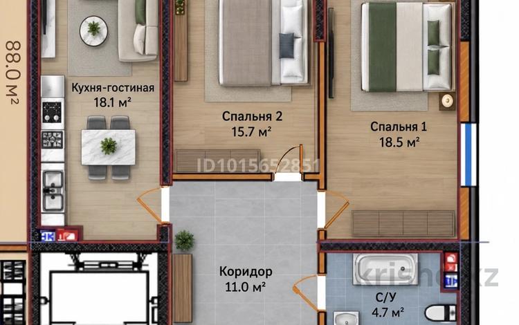 3-комнатная квартира · 67 м² · 3/9 этаж, Алатауская трасса 61 за 35 млн ₸ в  — фото 7