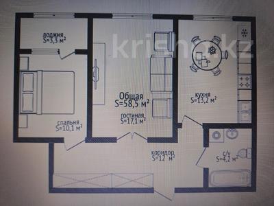 2-комнатная квартира · 58.5 м² · 7/7 этаж, 19 микрорайон 89 — 7 школа за ~ 19 млн 〒 в Рудном