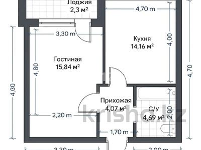 1-бөлмелі пәтер · 45 м² · 5/13 қабат, Ш. Айтматова 5, бағасы: 32 млн ₸ в Астане, Нура р-н