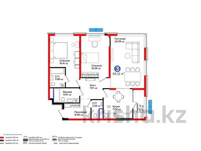 3-комнатная квартира, 95.12 м², байтерекова 89 за ~ 52 млн 〒 в Шымкенте