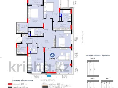 4-бөлмелі пәтер · 140 м² · 3/12 қабат, Турар Рыскулов 18, бағасы: 120 млн ₸ в Астане, Есильский р-н