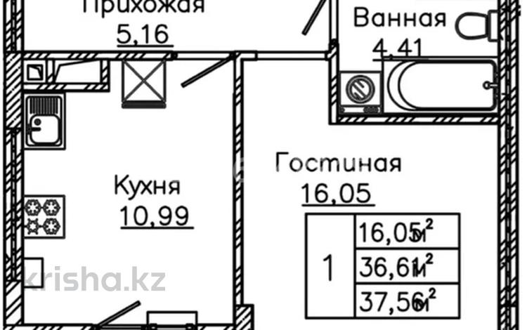 1-бөлмелі пәтер, 38.8 м², 7/9 қабат, Толеметова 106/3, бағасы: 14.3 млн 〒 в Шымкенте, Абайский р-н — фото 2