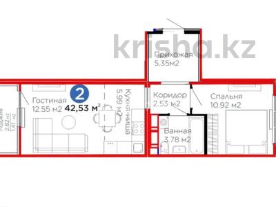 2-комнатная квартира · 42.5 м² · 7/14 этаж, Улы Дала 14 — Ellington Mall, Назарбаев Университет за 27.9 млн ₸ в Астане, Нура р-н
