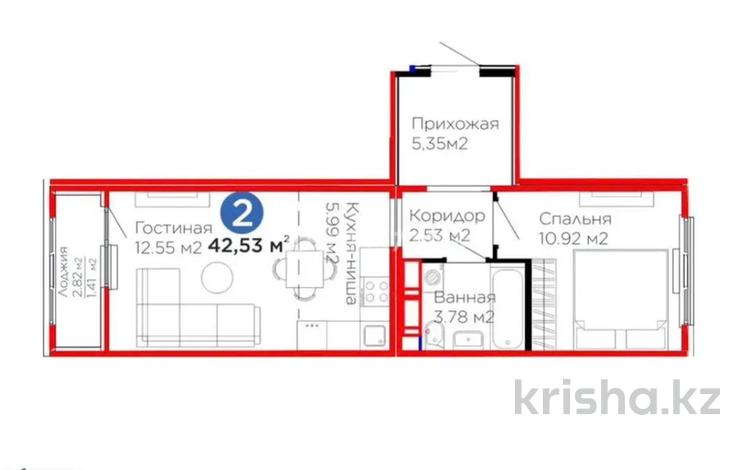 2-комнатная квартира · 42.5 м² · 7/14 этаж, Улы Дала 14 — Ellington Mall, Назарбаев Университет за 27.9 млн ₸ в Астане, Нура р-н — фото 2