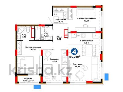 4-бөлмелі пәтер · 83 м² · 8 қабат, Е 908 23, бағасы: 40 млн ₸ в Астане, Нура р-н