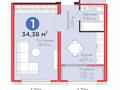 1-бөлмелі пәтер · 34.38 м² · 9/12 қабат, Казыбек би 23, бағасы: 24.5 млн ₸ в Астане, Нура р-н — фото 2