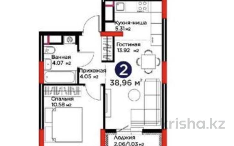 1-комнатная квартира · 39 м² · 11/12 этаж, Ермек Серкебаев — Ниже чем у застройщика за ~ 26 млн ₸ в Астане, Сарыарка р-н — фото 2
