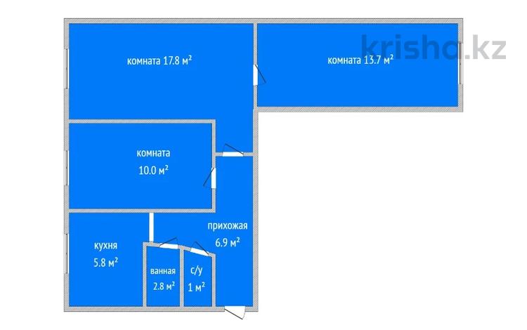 3-комнатная квартира · 57.1 м² · 1/5 этаж, Ленина 9 за 15.5 млн ₸ в Костанае — фото 3