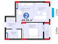 2-бөлмелі пәтер · 48.58 м² · 8/9 қабат, Е 900 8, бағасы: 37.8 млн ₸ в Астане, Нура р-н