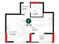 1-комнатная квартира · 36.36 м², пр. Улы Дала за ~ 21.6 млн ₸ в Астане, Нура р-н — фото 3