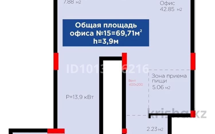 Свободное назначение, офисы, магазины и бутики, общепит, салоны красоты, фитнес и спорт, медцентры и аптеки, образование, развлечения, кабинеты и рабочие места, студии · 70 м² за 700 000 ₸ в Астане, Нура р-н — фото 2