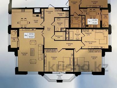 4-бөлмелі пәтер · 152 м² · 14/18 қабат, Кошкарбаева 1 — Момышулы, бағасы: 135 млн ₸ в Астане, Алматы р-н