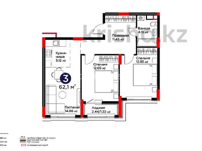 3-комнатная квартира · 61 м² · 8/9 этаж, Е 354 за 39.5 млн ₸ в Астане, Есильский р-н