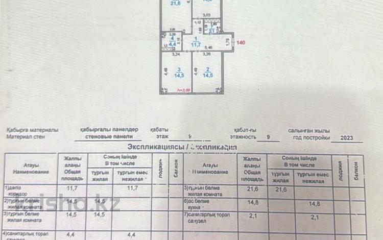 3-бөлмелі пәтер · 84 м² · 9/9 қабат, Байдибек би 2/1 — байдибек бидің қасындв, бағасы: 36 млн ₸ в Шымкенте, Каратауский р-н — фото 2