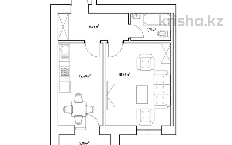 2-бөлмелі пәтер · 43 м² · 12/12 қабат, Каршыга Ахмедьярова 2, бағасы: 18.9 млн 〒 в Астане, Сарайшык р-н — фото 11