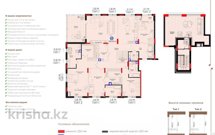 5-бөлмелі пәтер · 269 м² · 7/7 қабат, Тасшокы, 4​ 6, бағасы: 450 млн ₸ в Астане, Алматы р-н — фото 5