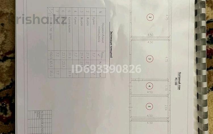Отдельный дом · 4 комнаты · 100.9 м² · 10 сот., Жаңа даулет 59 — Школы за 10 млн ₸ в Кызылтобе — фото 4