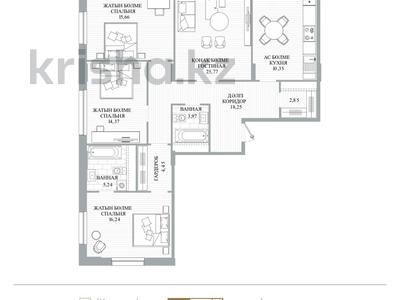 4-бөлмелі пәтер · 125.4 м² · 19 қабат, Туран — БЕЗ КОМИССИИ!!!, бағасы: ~ 88.5 млн ₸ в Астане, Нура р-н
