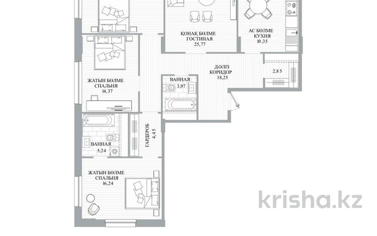 4-бөлмелі пәтер · 125.4 м² · 19 қабат, Туран — БЕЗ КОМИССИИ!!!, бағасы: ~ 88.5 млн ₸ в Астане, Нура р-н — фото 2