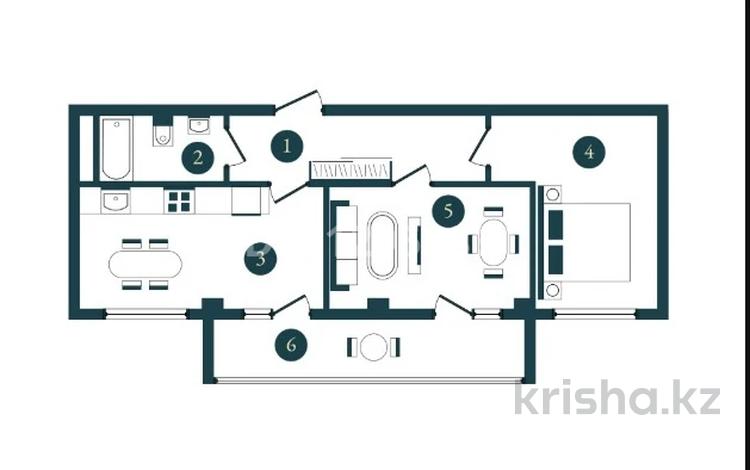 2-комнатная квартира · 61.3 м² · 10/10 этаж, мкр Асар-2, мкр. Бозарык за 25 млн ₸ в Шымкенте, Абайский р-н — фото 2