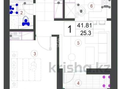 1-комнатная квартира, 41.8 м², 7/7 этаж, Байтурсынова за 12.3 млн 〒 в Астане, Алматы р-н